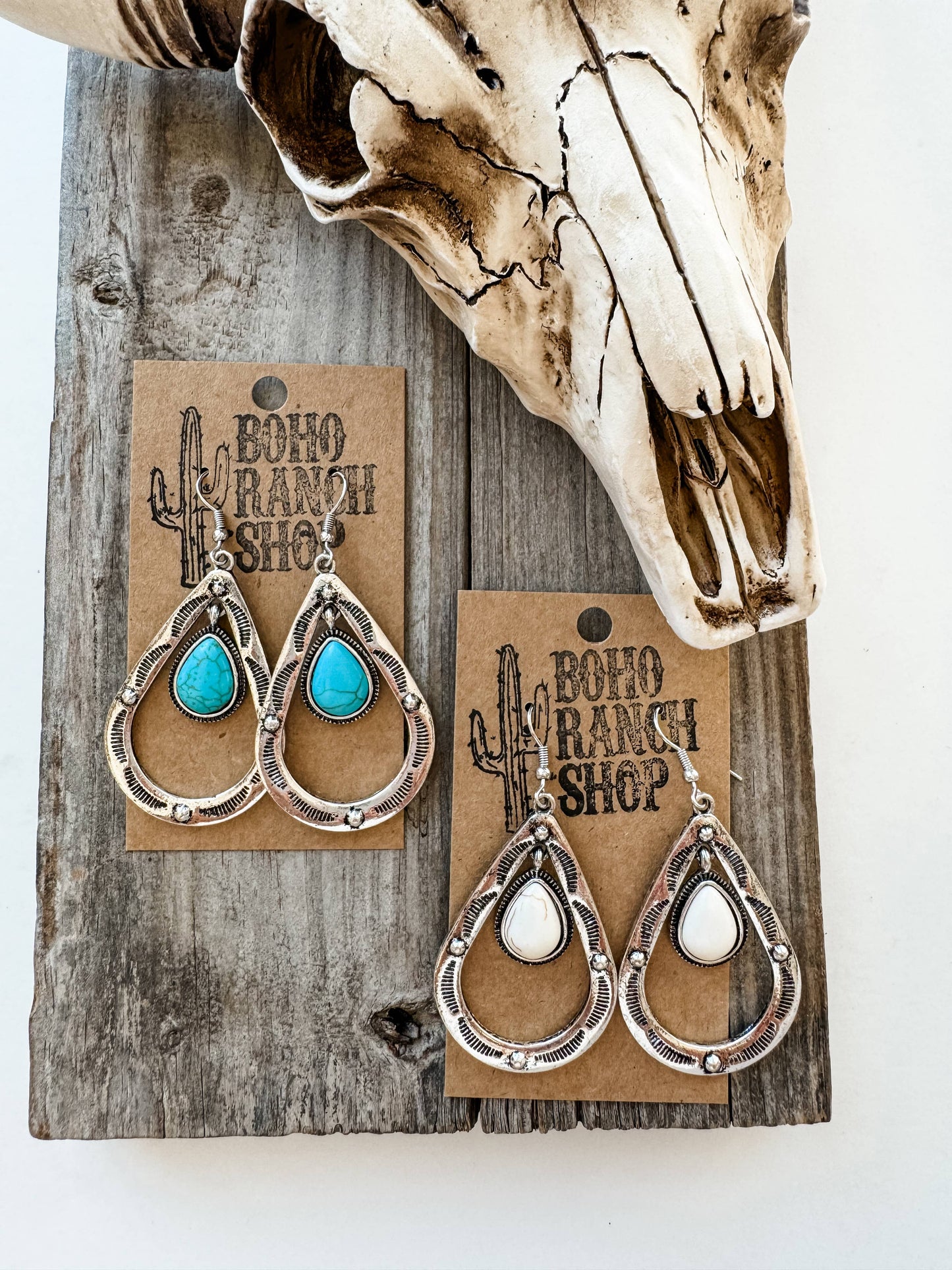 Western Teardrop Stone Earrings