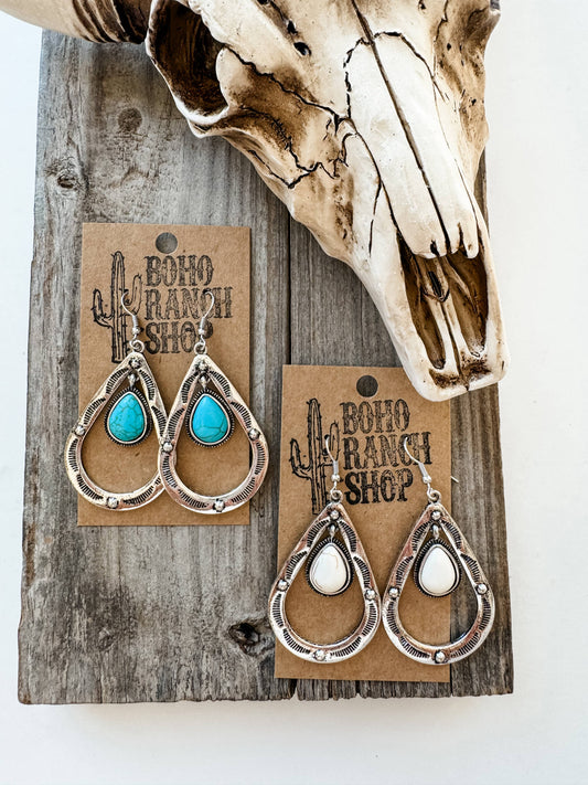 Western Teardrop Stone Earrings