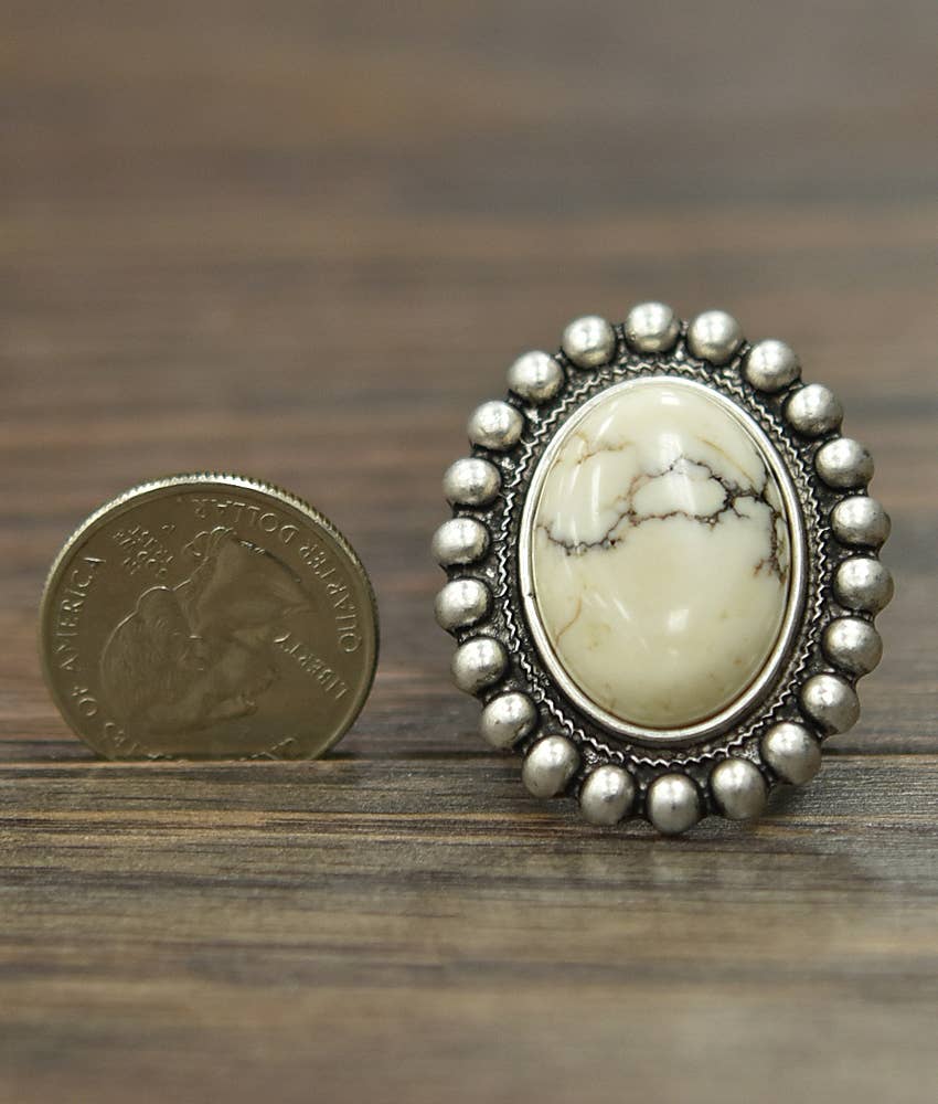 White Turquoise Adjustable Ring