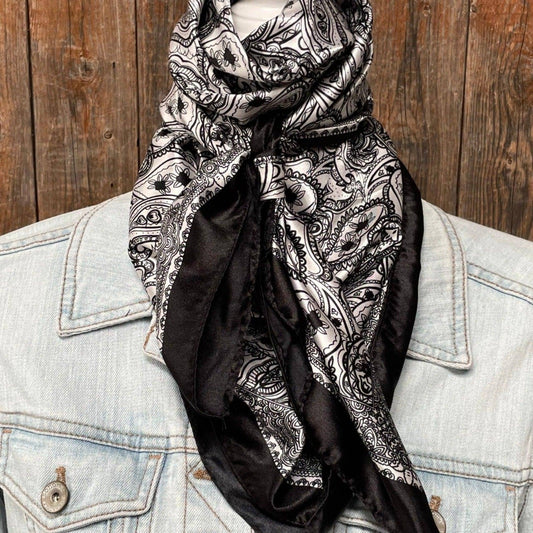 35X35"  Black & White Paisley Wild Rag/Scarf WR3401