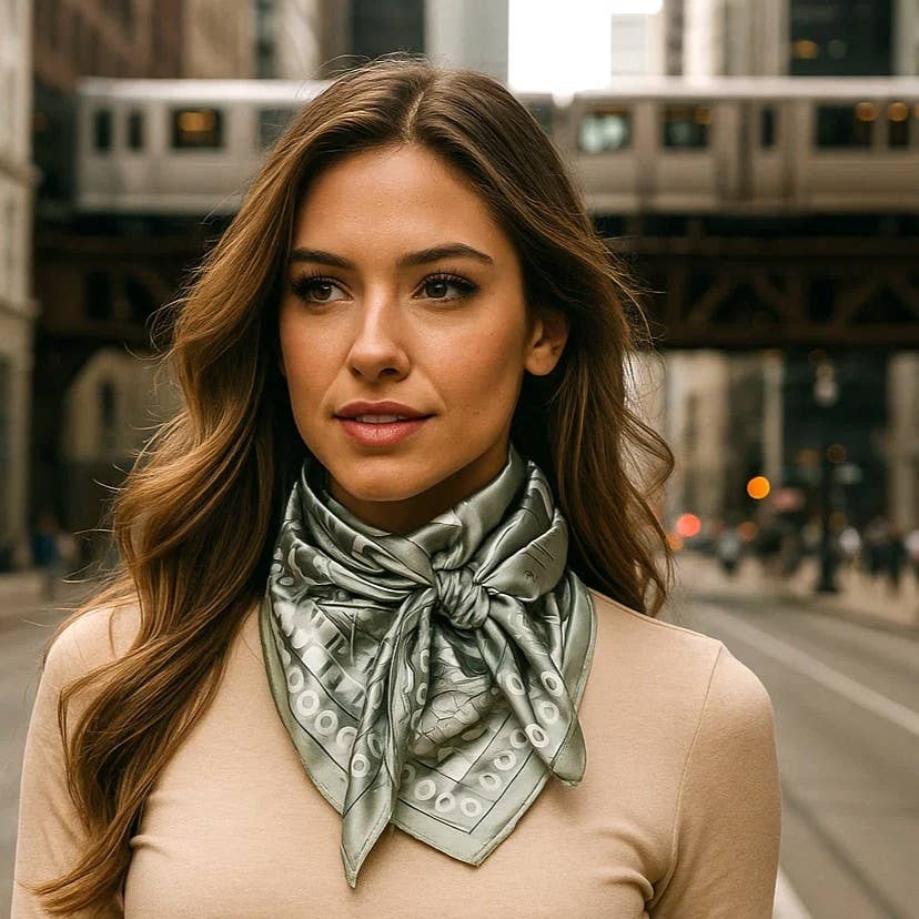 35X35"  Sage & White Paisley Wild Rag/Scarf WR3413