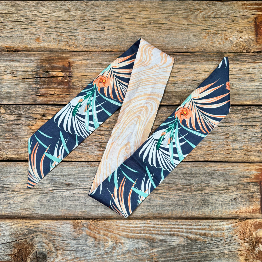 Navy and Orange Western Skinny Mini Wild Rag Scarf / Cowgirl Necktie #TW138