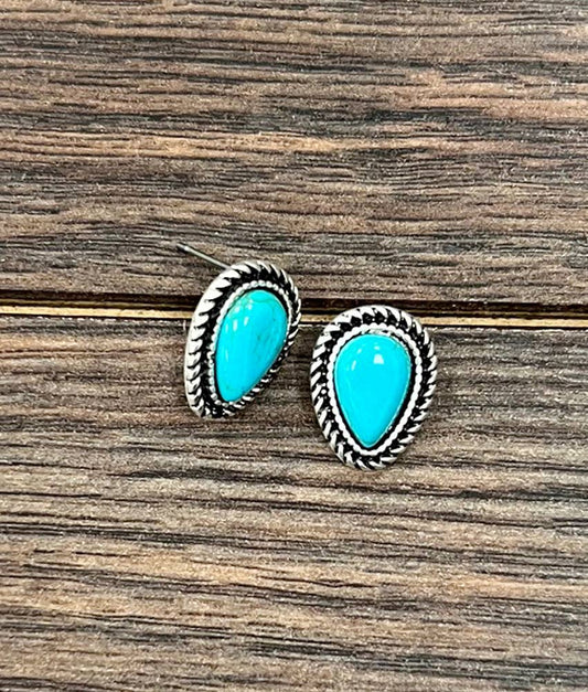 12mm Drop Stone Stud Earrings
