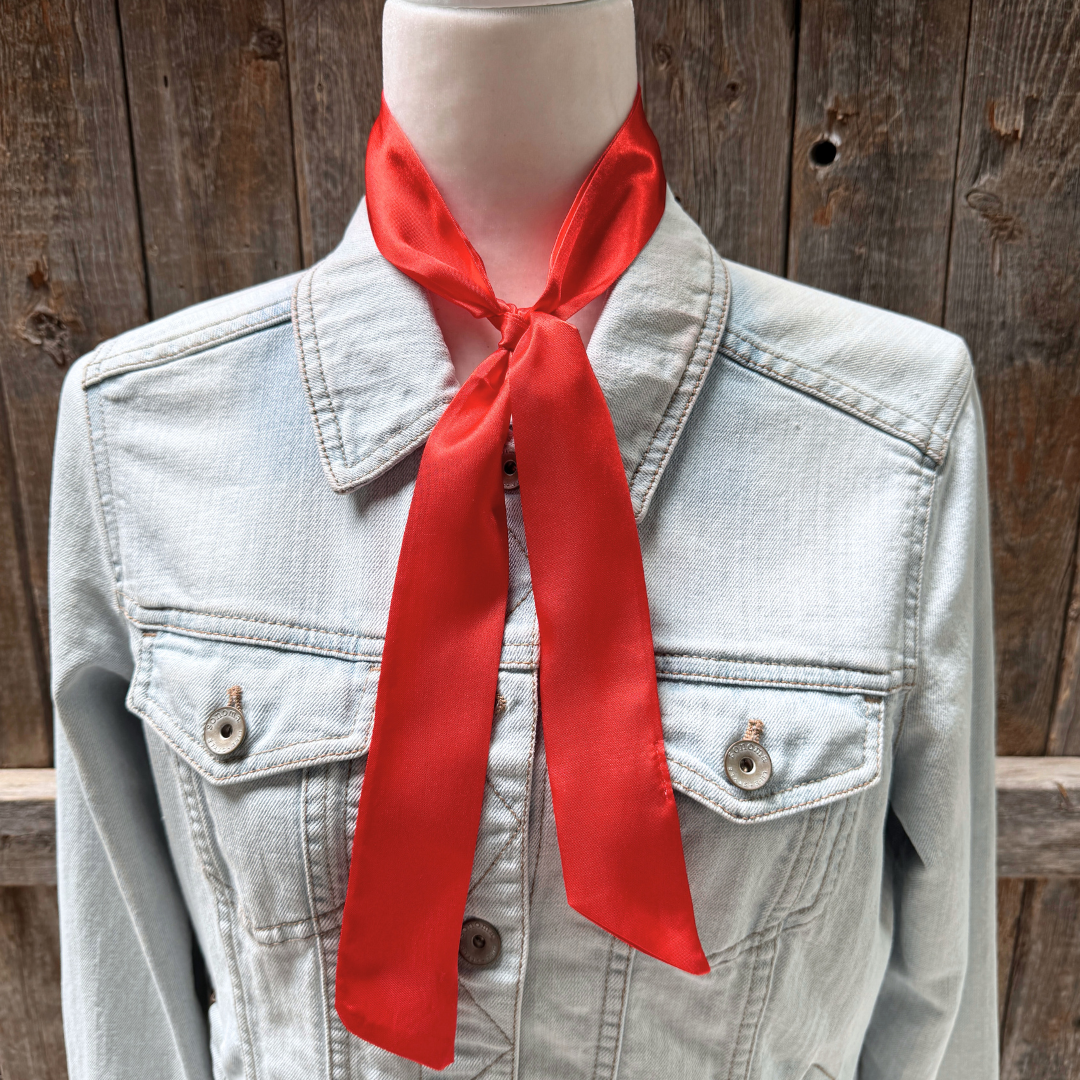 Electric Red Western Skinny Mini Wild Rag Scarf / Cowgirl Necktie #TW306