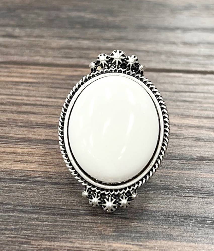 White Turquoise Adjustable Ring