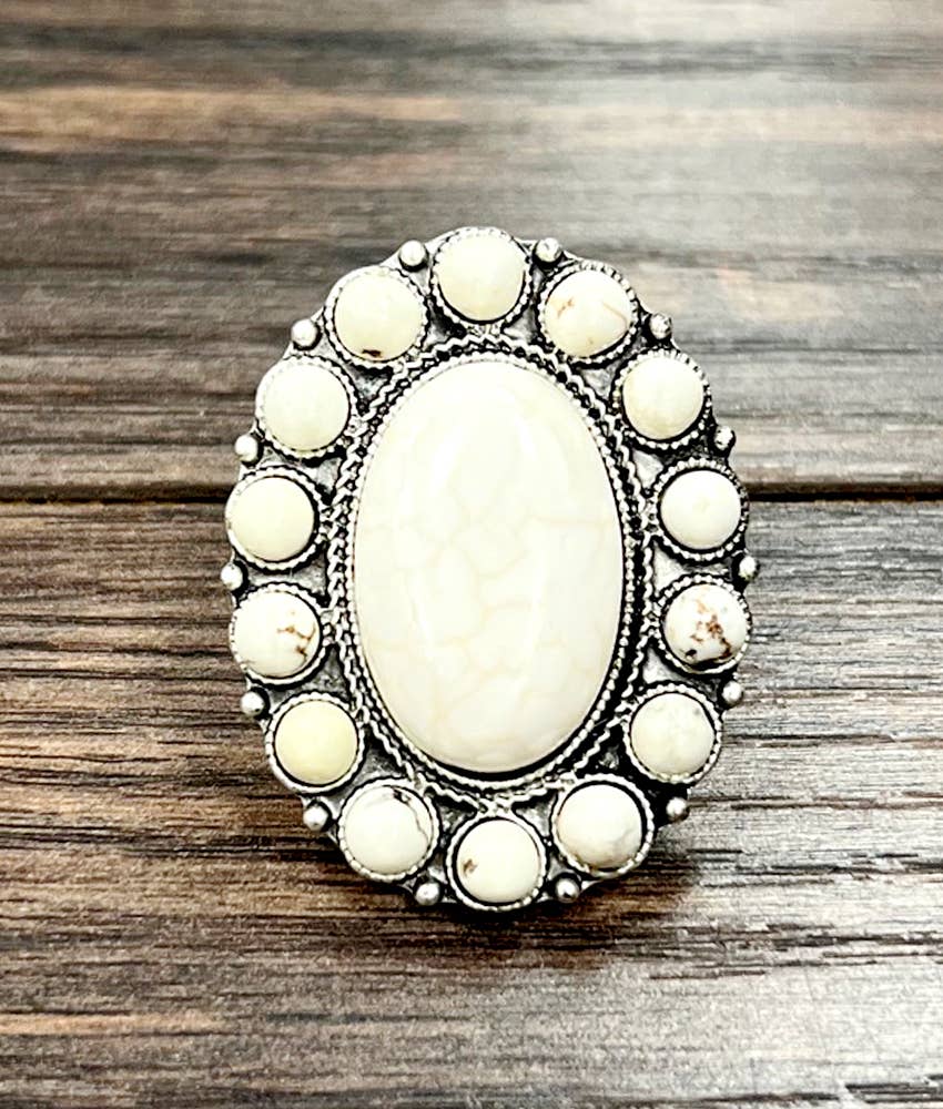 White Turquoise Adjustable Ring