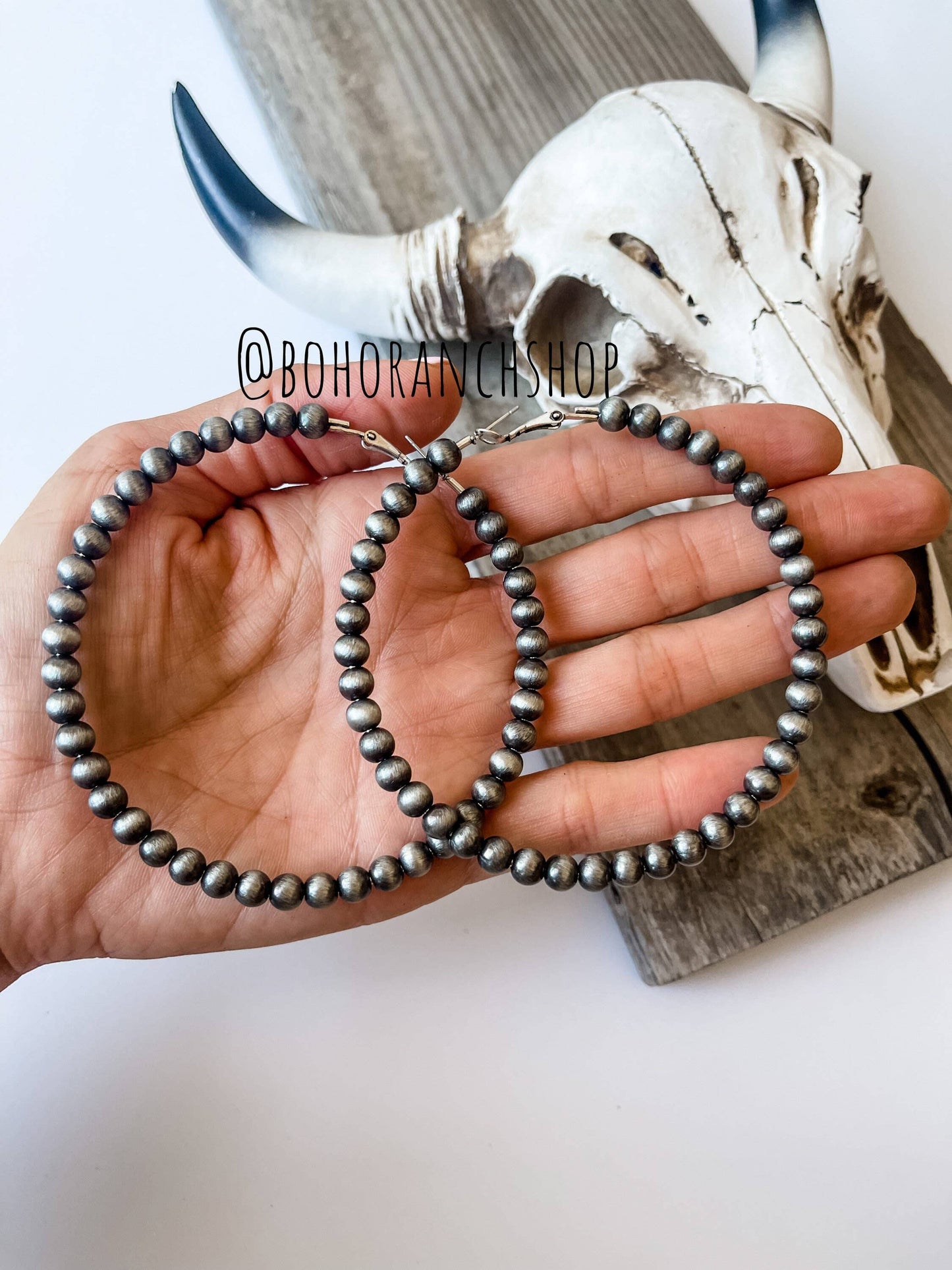 3” Western Navajo Pearl Hoops Earrings