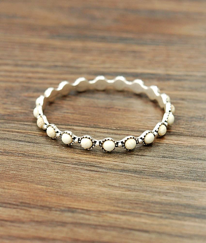 Round White Turquoise Bangle Bracelet