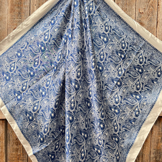35X35" Blue & White Paisley Wild Rag/Scarf WR3403