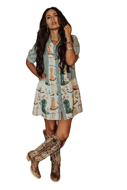KICKING BOOTS FLORAL DRESS