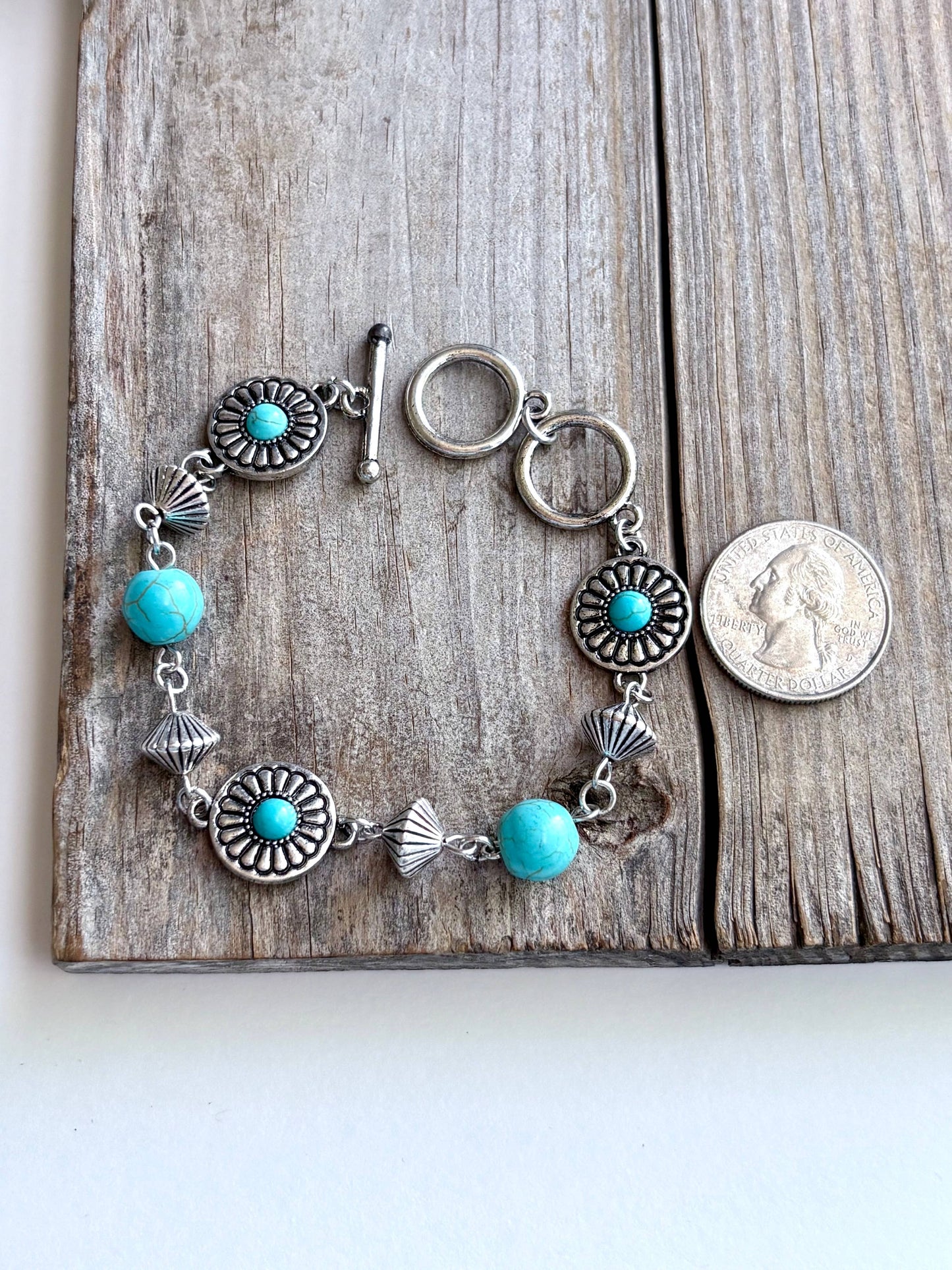 Western Concho Stone Linked Bracelet