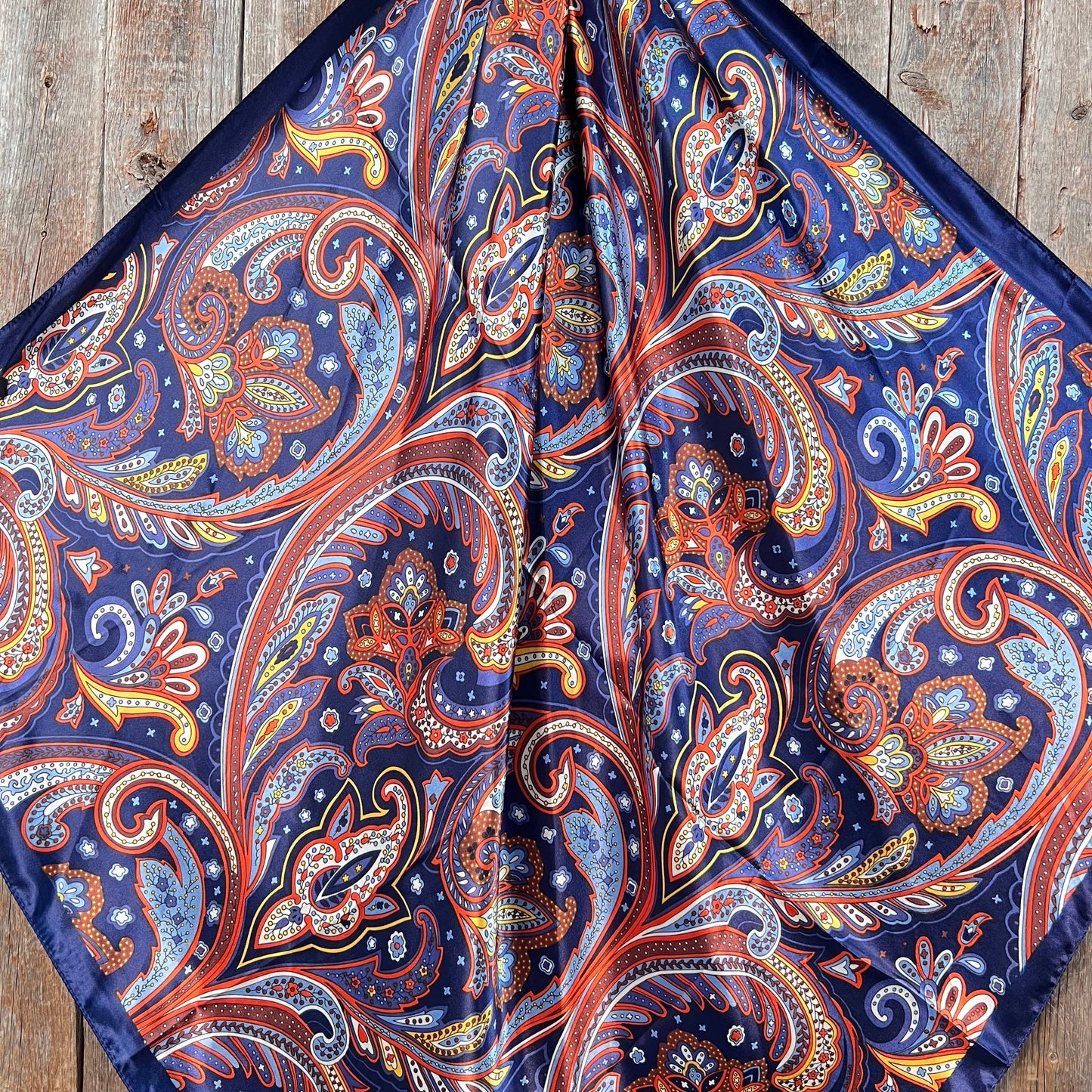 35X35"  Blue Hippie Paisley Wild Rag/Scarf WR906