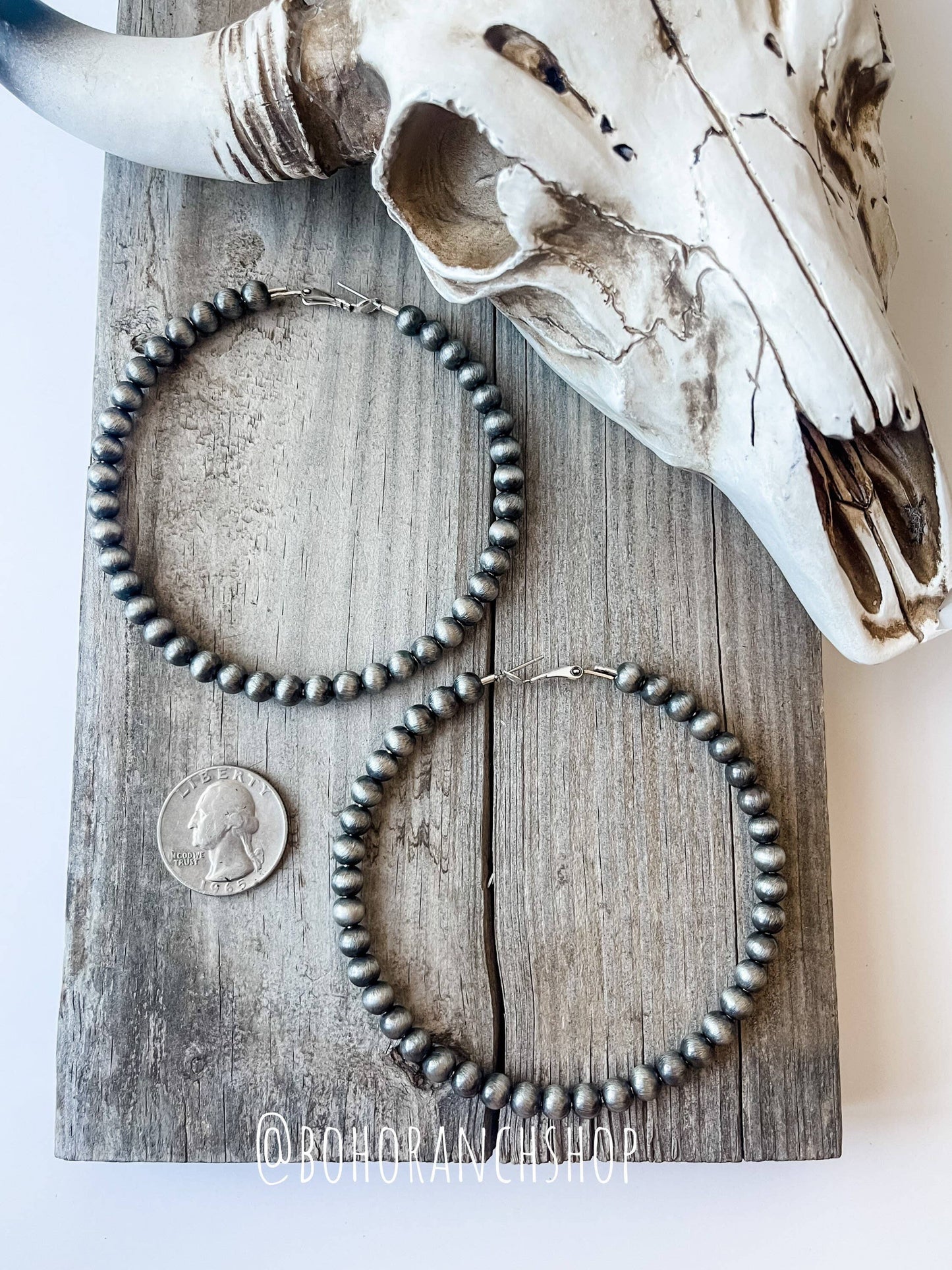 3” Western Navajo Pearl Hoops Earrings