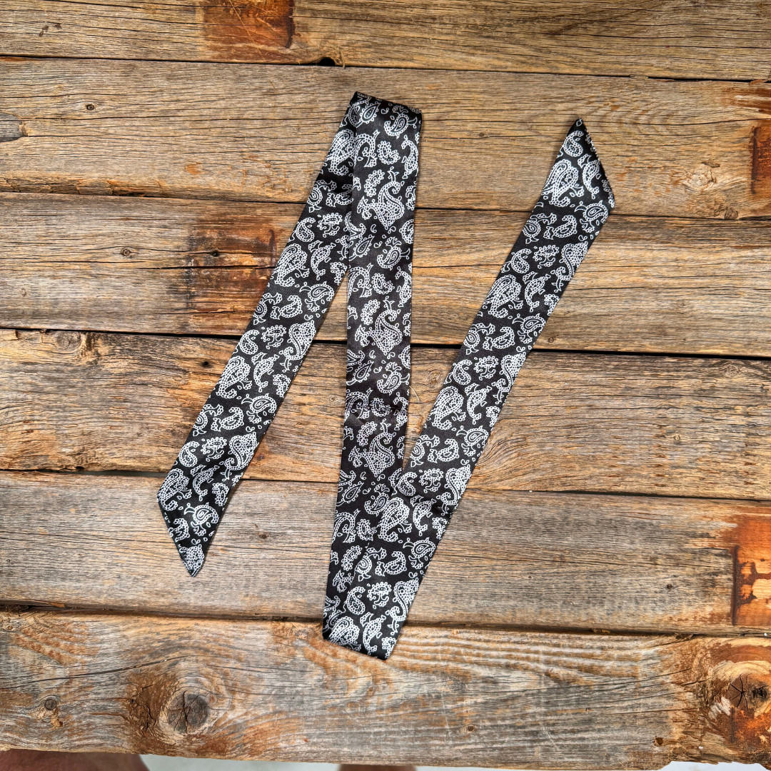 Black and White Western Skinny Mini Wild Rag Scarf / Cowgirl Necktie #TW332