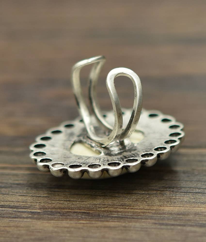 White Turquoise Adjustable Ring