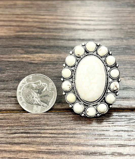 White Turquoise Adjustable Ring