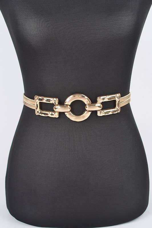 Hammered Metal Buckle Plus Size Stretch Belt HB8656