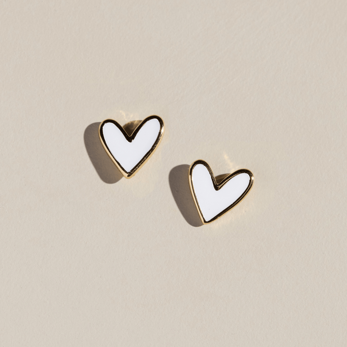 White Sweetheart Stud Earrings