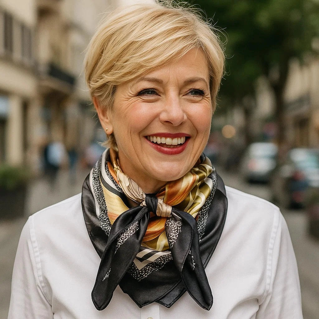 35X35" Black and White Floral Wild Rag / Scarf WR3438