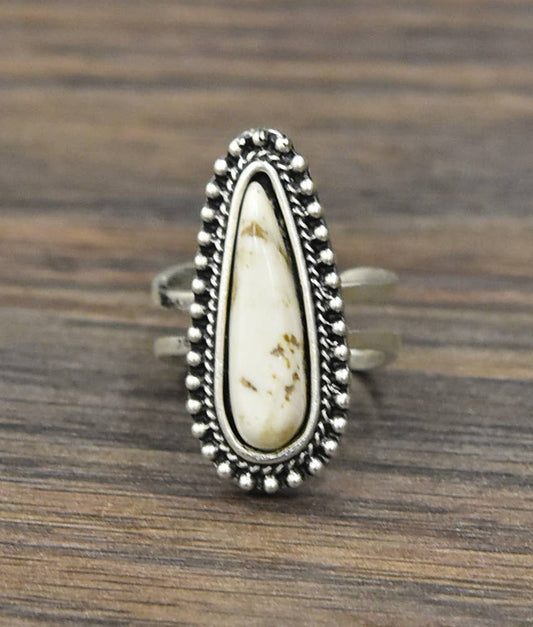 White Turquoise Adjustable Ring