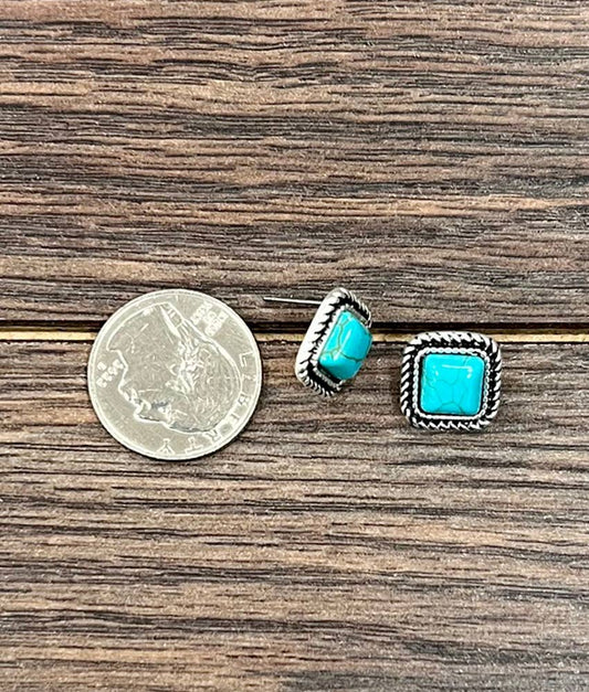 8mm Square Stone Stud Earrings