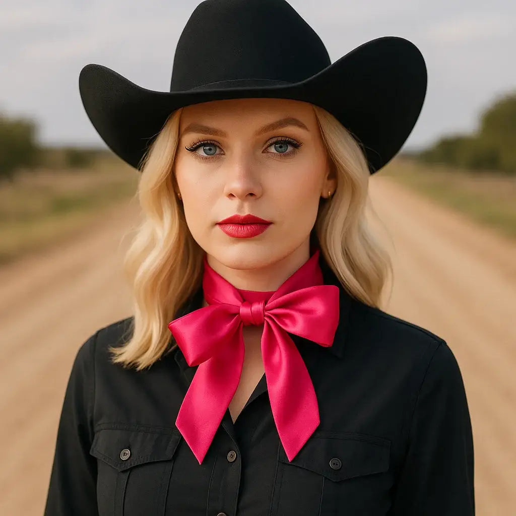 Hot Pink Western Skinny Mini Wild Rag Scarf / Cowgirl Necktie #TW309