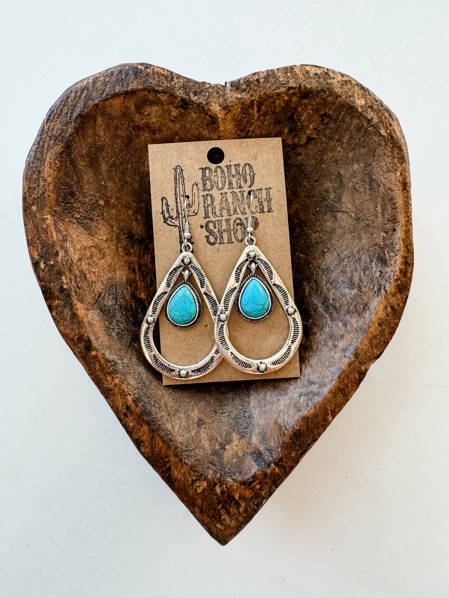 Western Teardrop Stone Earrings 