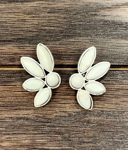 Western White Turquoise Stud Earrings