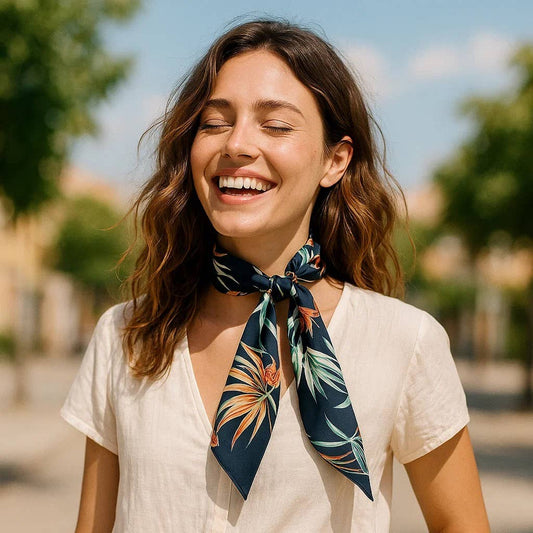 Navy and Orange Western Skinny Mini Wild Rag Scarf / Cowgirl Necktie #TW138