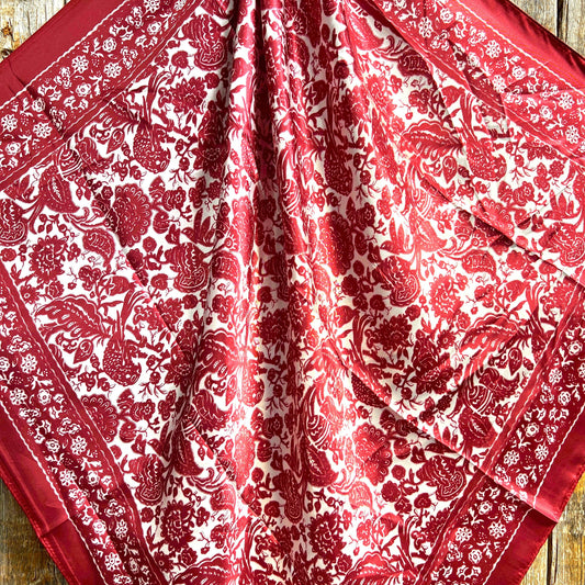 35X35" Red & Cream Paisley Wild Rag/Scarf -Copper Clear Slide WRC143B