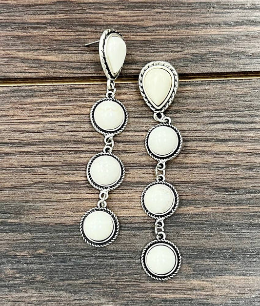 Handmade White Turquoise Post Earrings