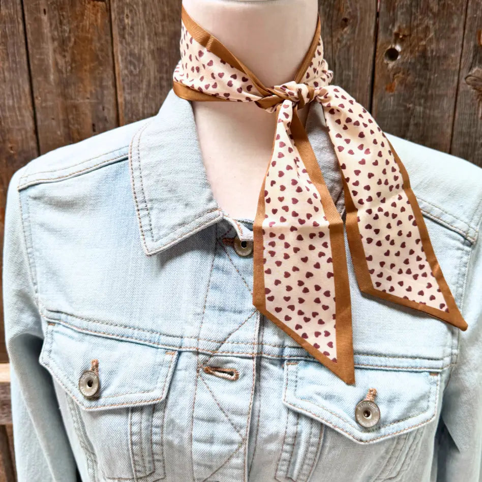 Tan and Brown Western Skinny Mini Wild Rag Scarf / Cowgirl Necktie #TW102