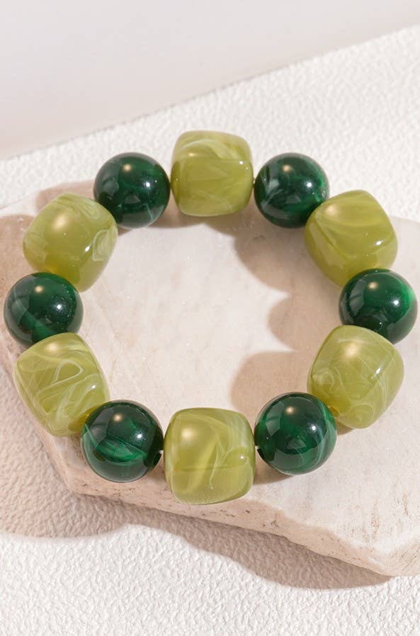 Color-Block Cube Circle Stretch Cord Bracelet