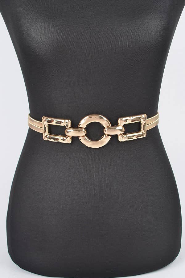 Hammered Metal Buckle Plus Size Stretch Belt HB8656