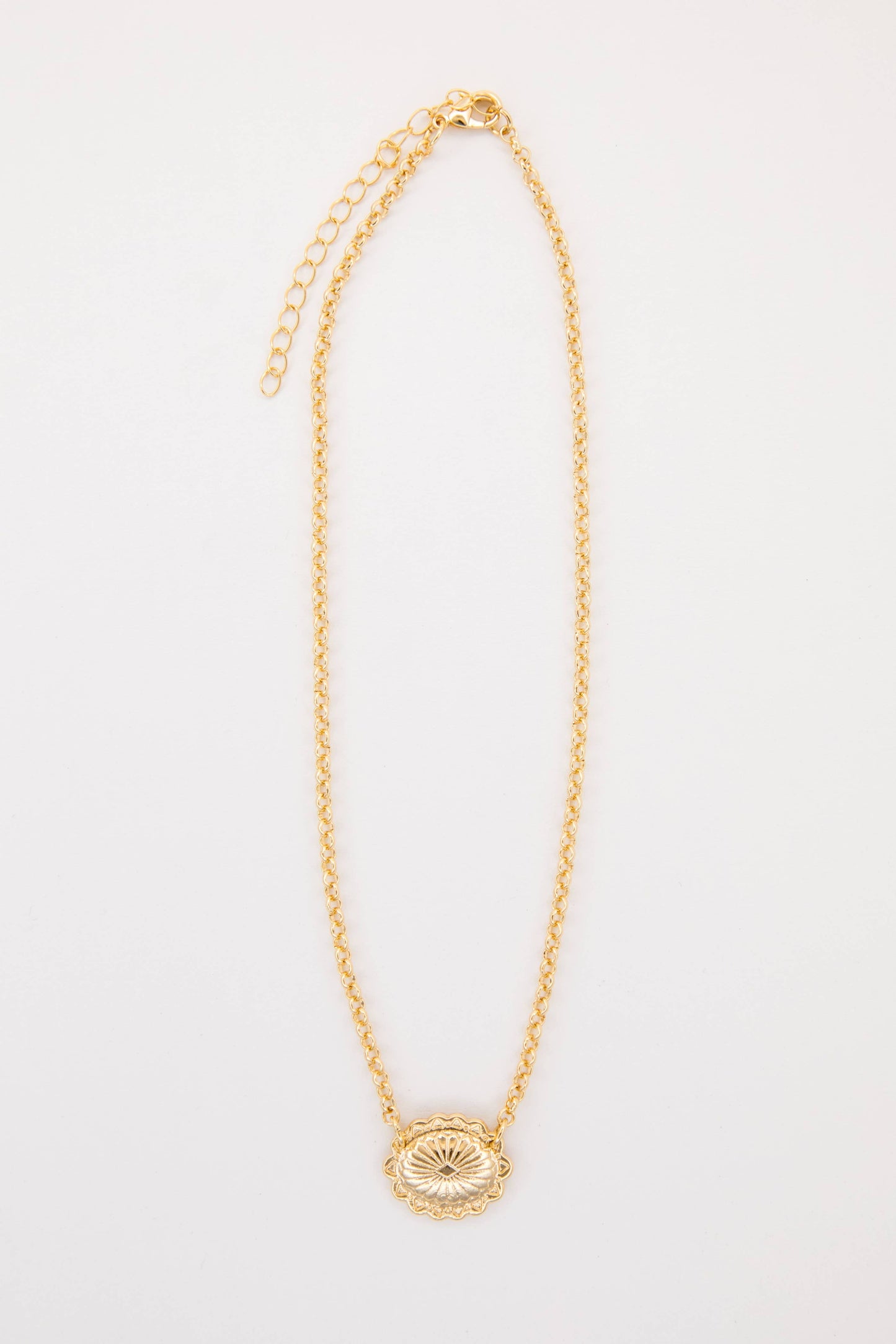 15" 18K Gold Plated Dainty Concho Necklace