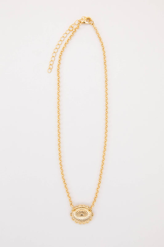 15" 18K Gold Plated Dainty Concho Necklace