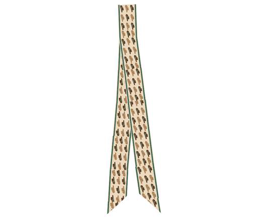 Silk Twilly Scarf w/ Cowboy Hat & Turquoise Accents