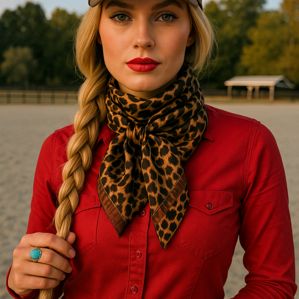 35X35"  Brown Leopard Wild Rag/Scarf WR169