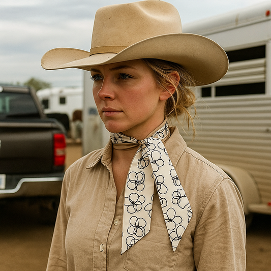 Cream Western Skinny Mini Wild Rag Scarf / Cowgirl Necktie  #TW142