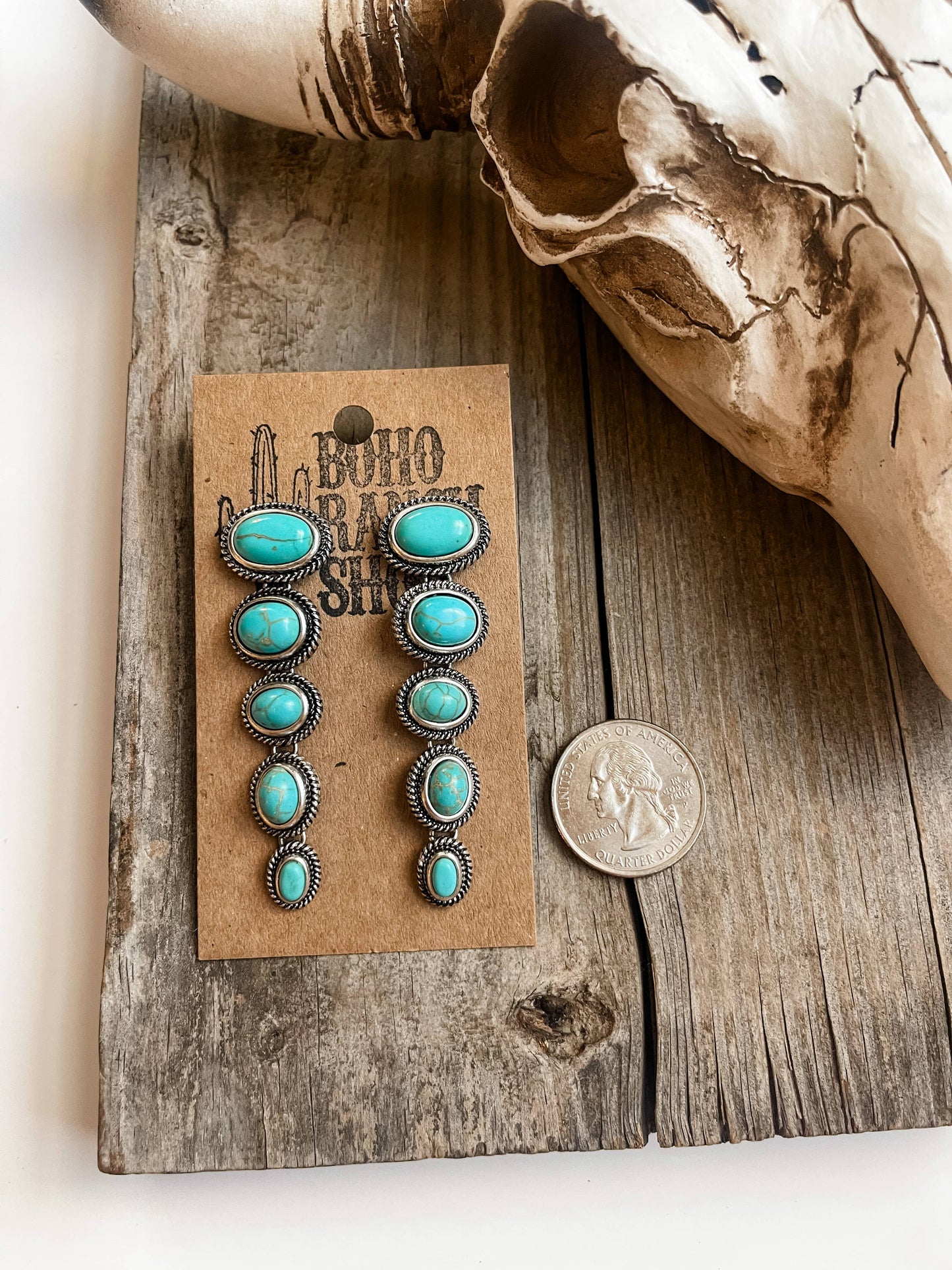 Western Dangle Turquoise Stud Earrings