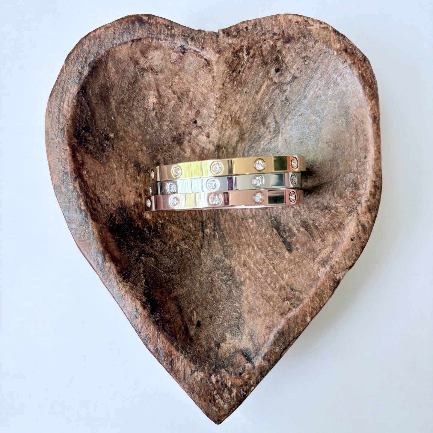 Rhinestone Love Style Bangle Bracelet