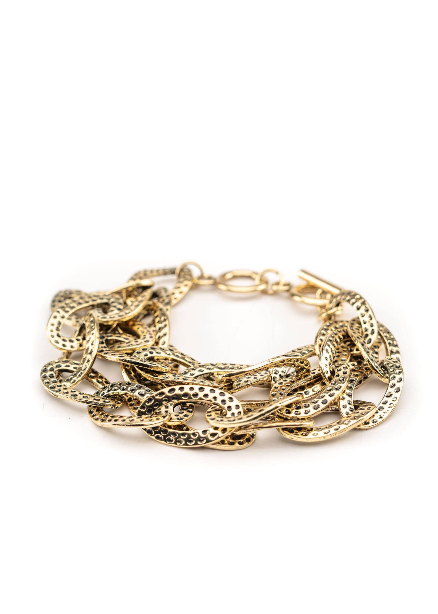 Hammered Gold Three Strand Bracelet