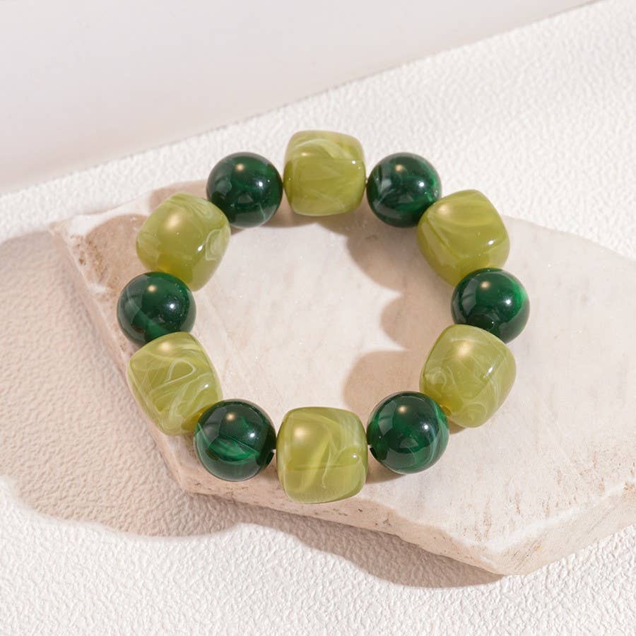Color-Block Cube Circle Stretch Cord Bracelet