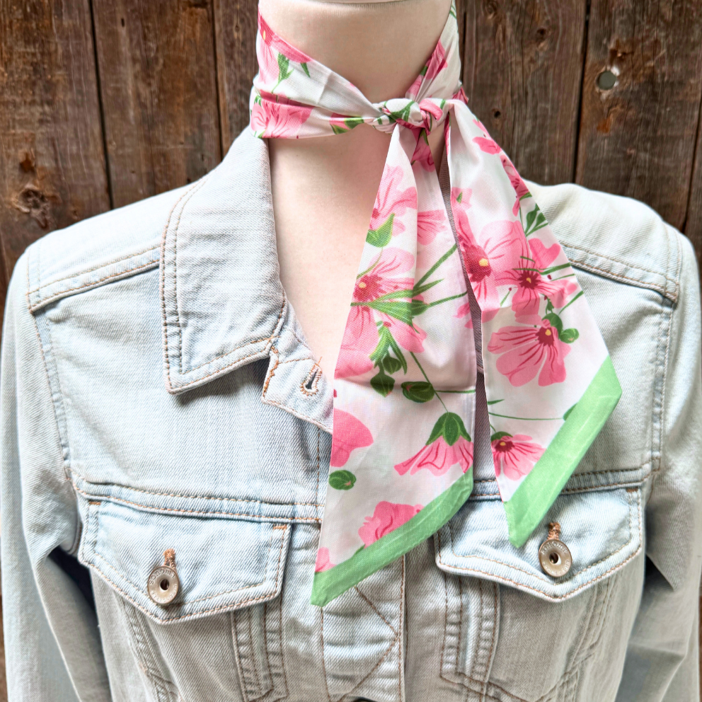 Pink and Green Western Skinny Mini Wild Rag Scarf / Cowgirl Necktie #TW139