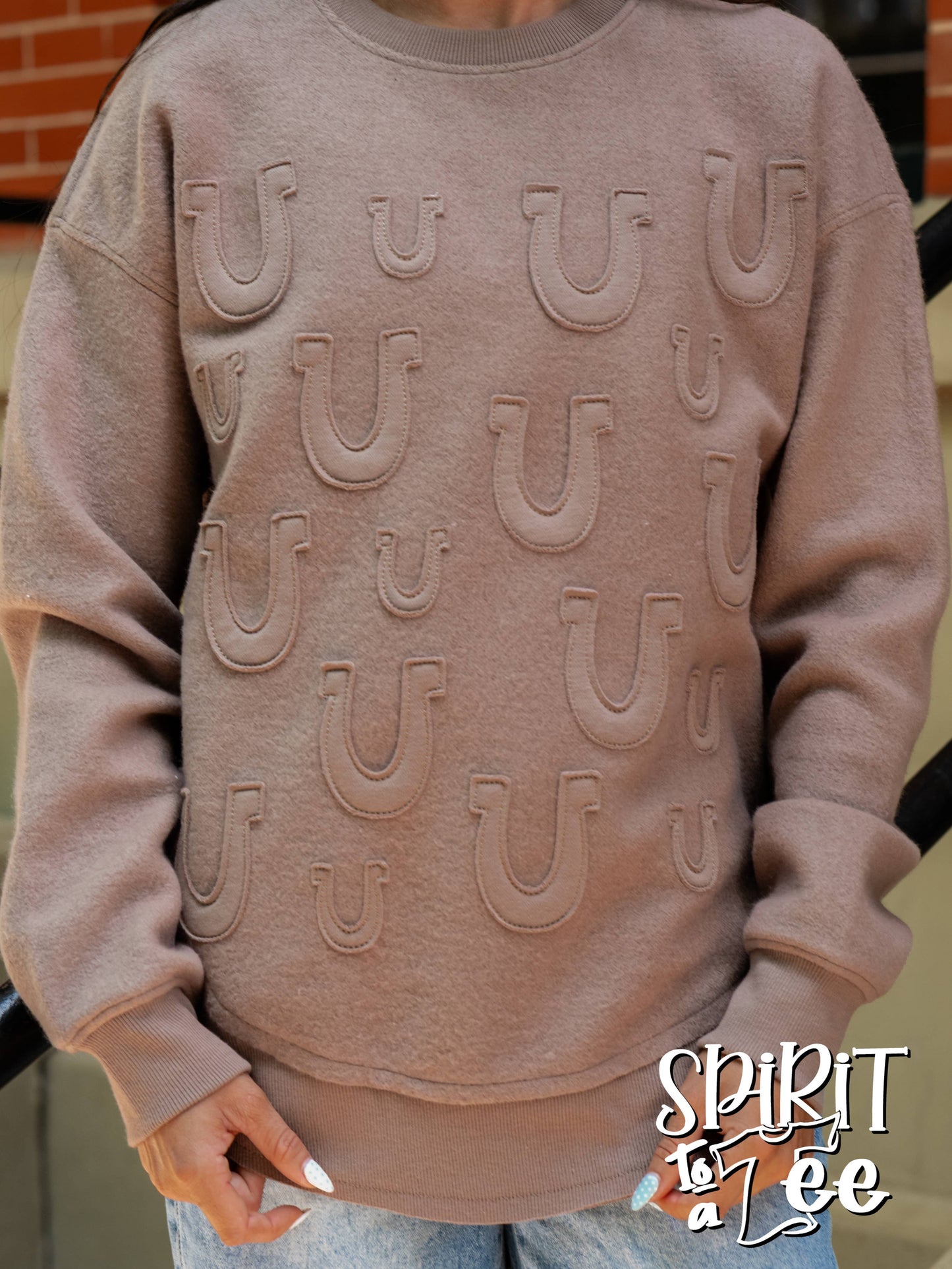 Horseshoe Appliquéd Poncho Sweatshirt