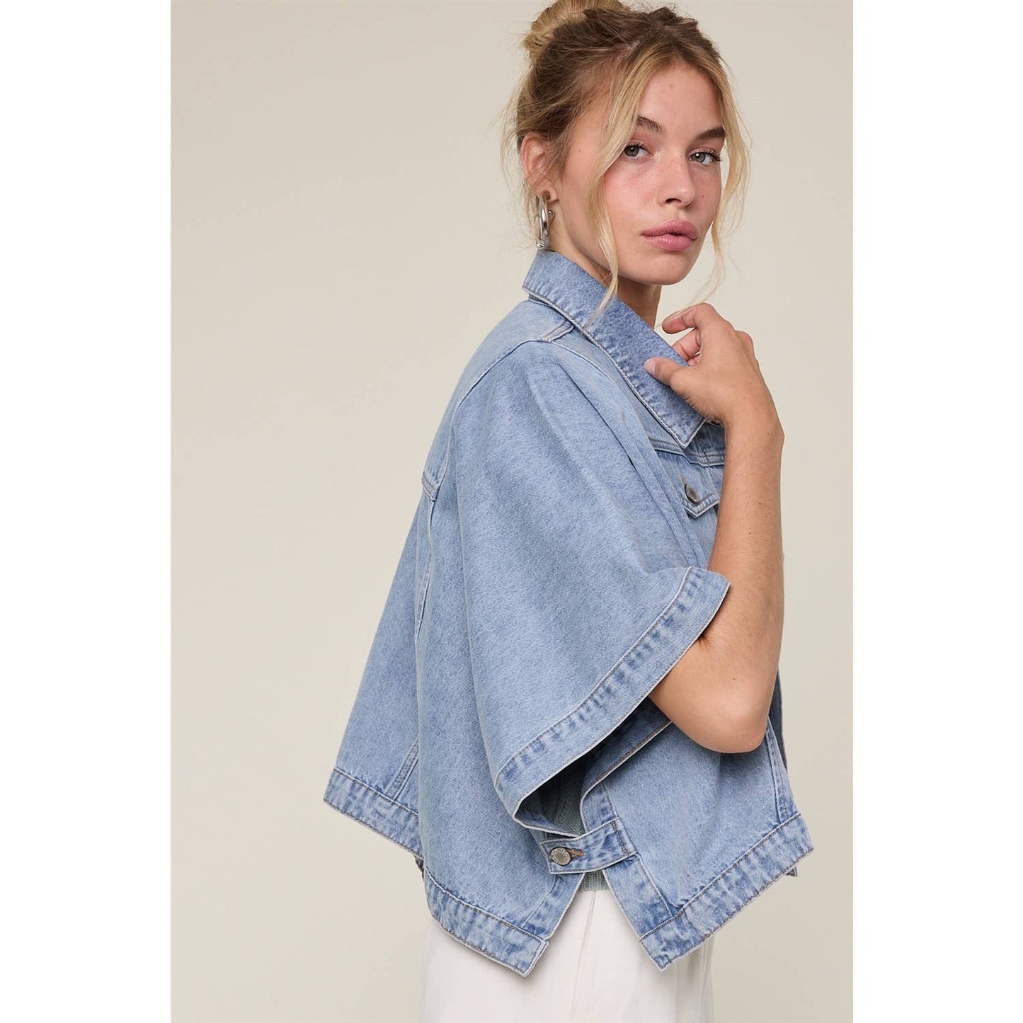 DENIM PONCHO JACKET / WL25-12318