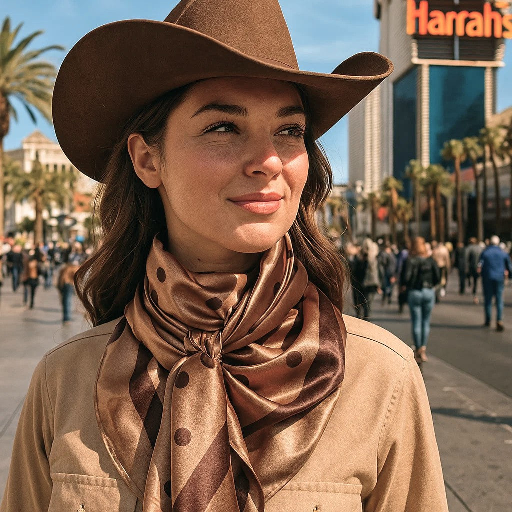 35X35" Brown Polka Dots Wild Rag/Scarf WR3054