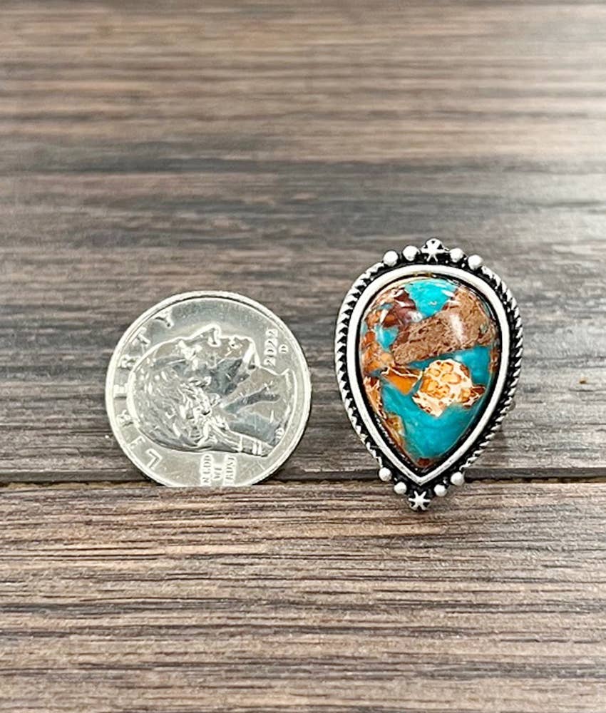 Gemstone, Brass Adjustable Ring