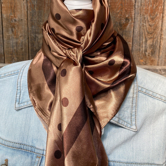 35X35" Brown Polka Dots Wild Rag/Scarf WR3054
