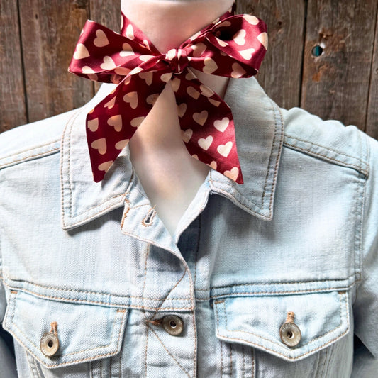 Burgundy and Cream Western Skinny Mini Wild Rag Scarf / Cowgirl Necktie #TW334